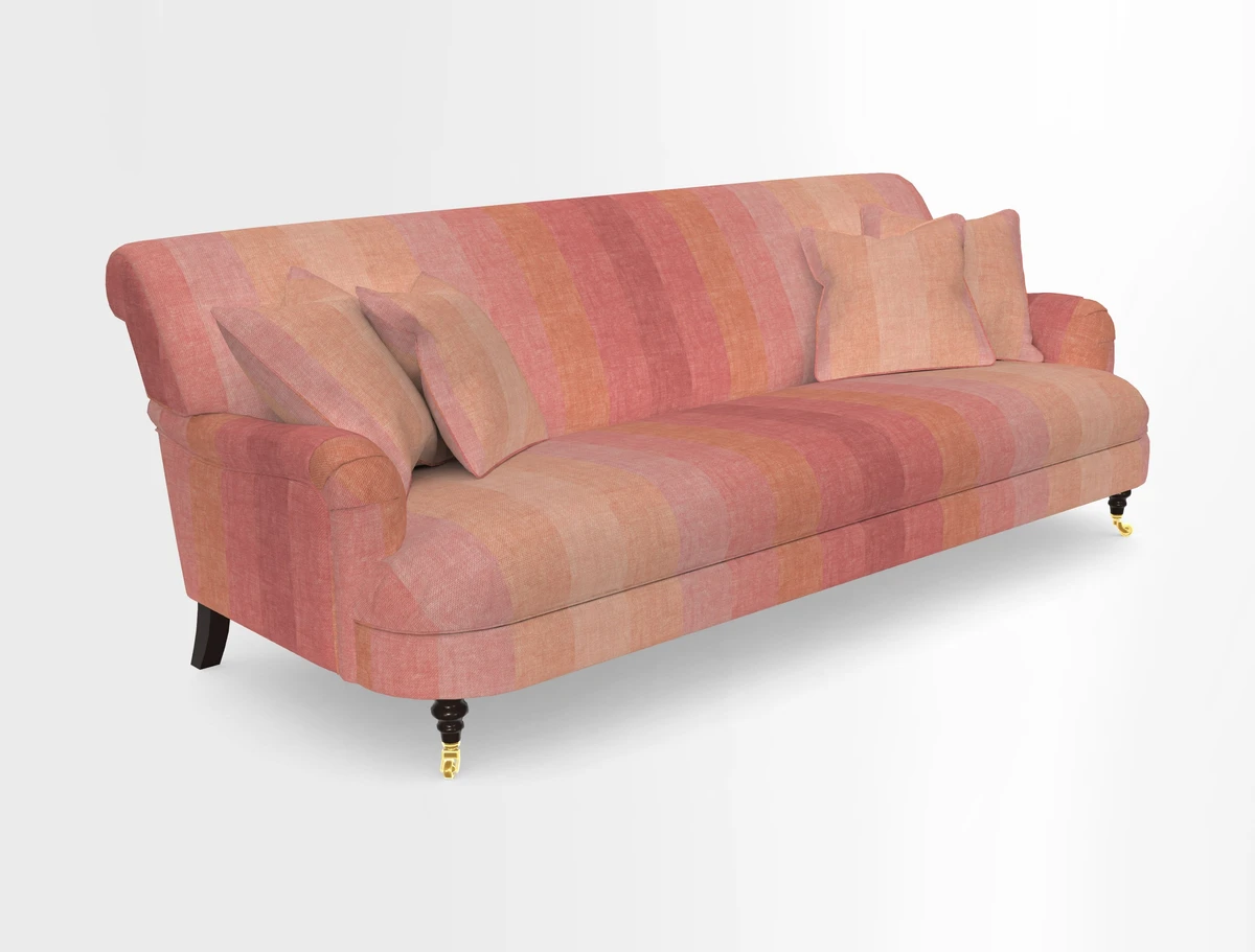 Holmfirth 3 Seater Seater Sofa in RHS Collection on Velvet Pieter van Kouwenhoorn Tulips with scatters in Almost Plain Velvet Maple and Brick