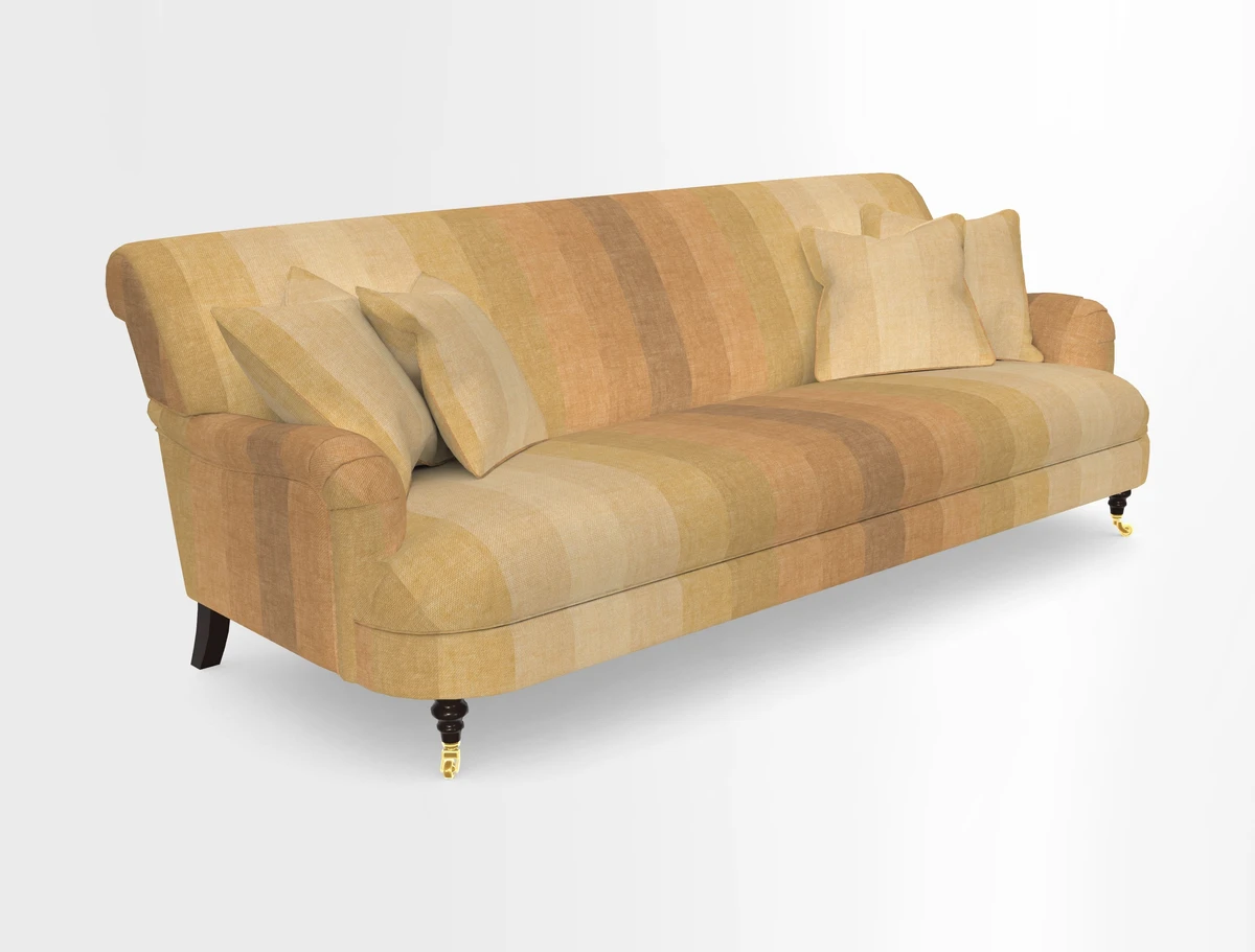 Holmfirth 3 Seater Seater Sofa in RHS Collection on Velvet Pieter van Kouwenhoorn Tulips with scatters in Almost Plain Velvet Maple and Brick
