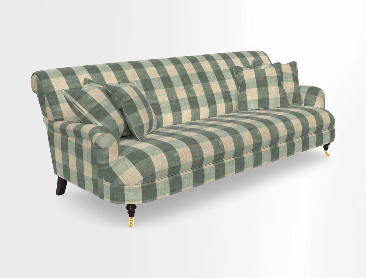 Holmfirth 3 Seater Seater Sofa in RHS Collection on Velvet Pieter van Kouwenhoorn Tulips with scatters in Almost Plain Velvet Maple and Brick