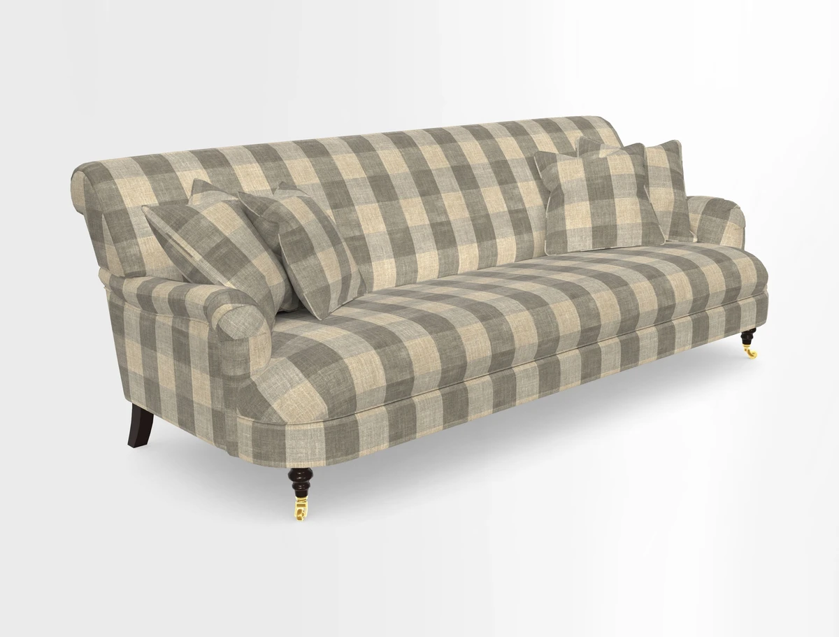 Holmfirth 3 Seater Seater Sofa in RHS Collection on Velvet Pieter van Kouwenhoorn Tulips with scatters in Almost Plain Velvet Maple and Brick