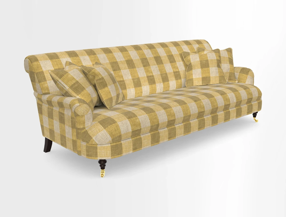 Holmfirth 3 Seater Seater Sofa in RHS Collection on Velvet Pieter van Kouwenhoorn Tulips with scatters in Almost Plain Velvet Maple and Brick