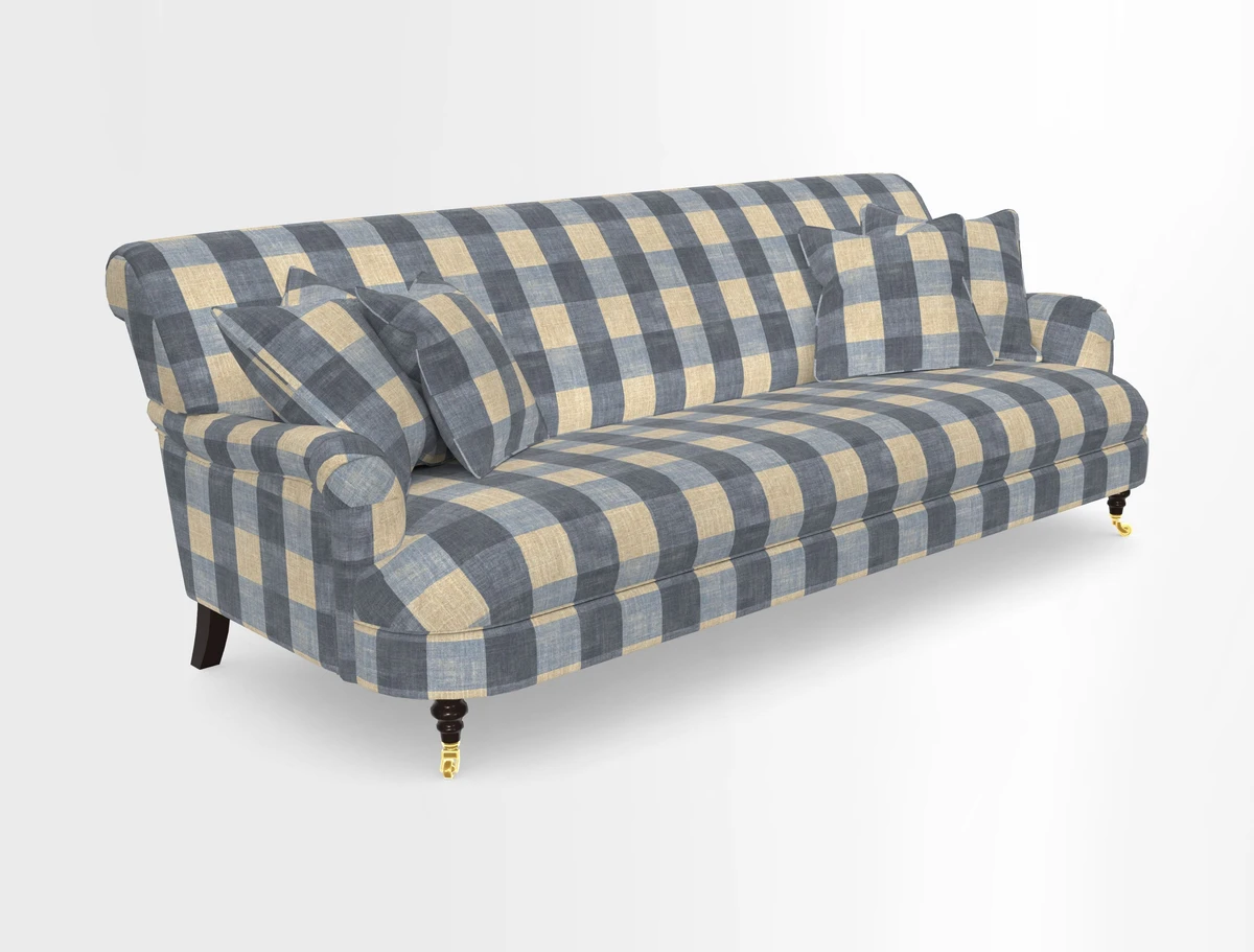 Holmfirth 3 Seater Seater Sofa in RHS Collection on Velvet Pieter van Kouwenhoorn Tulips with scatters in Almost Plain Velvet Maple and Brick