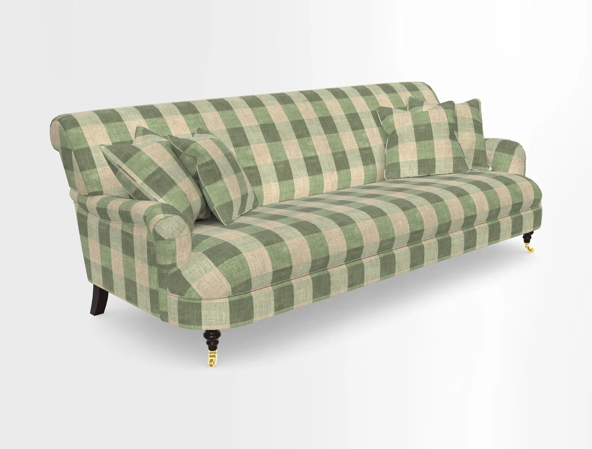 Holmfirth 3 Seater Seater Sofa in RHS Collection on Velvet Pieter van Kouwenhoorn Tulips with scatters in Almost Plain Velvet Maple and Brick