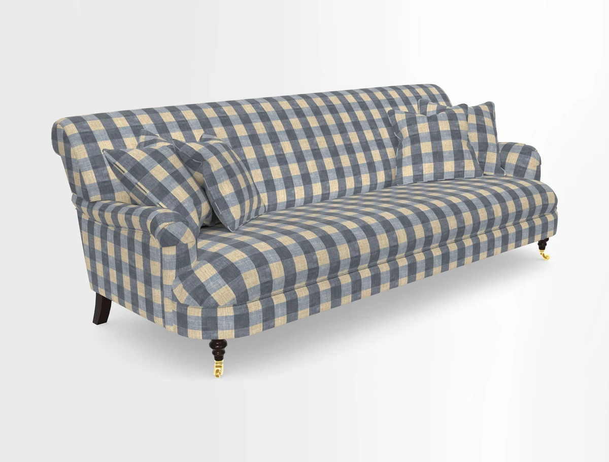 Holmfirth 3 Seater Seater Sofa in RHS Collection on Velvet Pieter van Kouwenhoorn Tulips with scatters in Almost Plain Velvet Maple and Brick