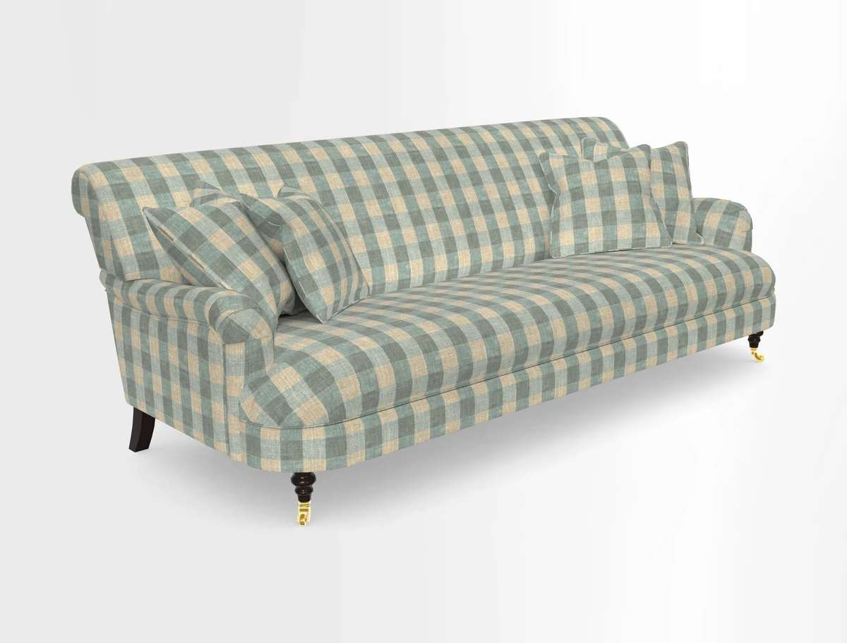 Holmfirth 3 Seater Seater Sofa in RHS Collection on Velvet Pieter van Kouwenhoorn Tulips with scatters in Almost Plain Velvet Maple and Brick