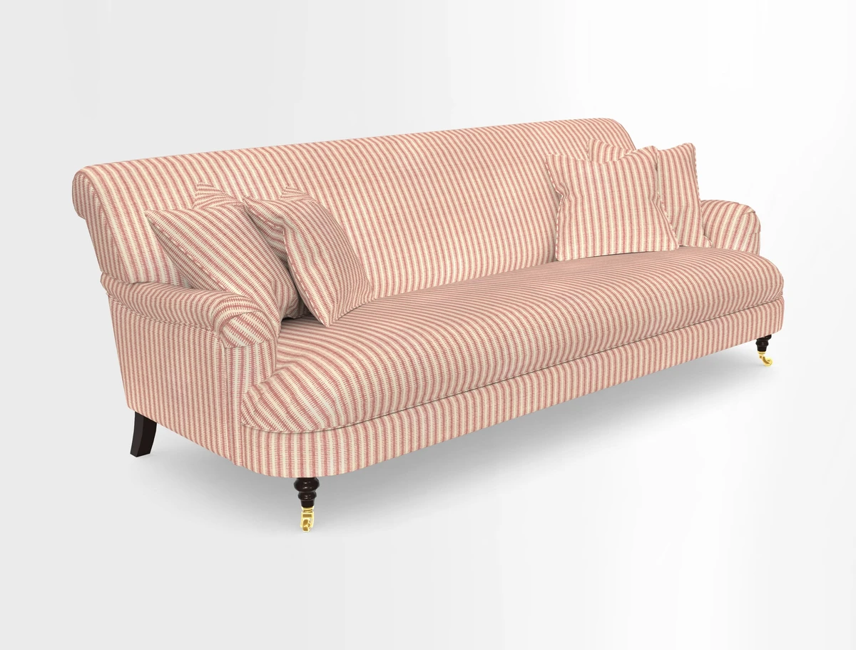 Holmfirth 3 Seater Seater Sofa in RHS Collection on Velvet Pieter van Kouwenhoorn Tulips with scatters in Almost Plain Velvet Maple and Brick