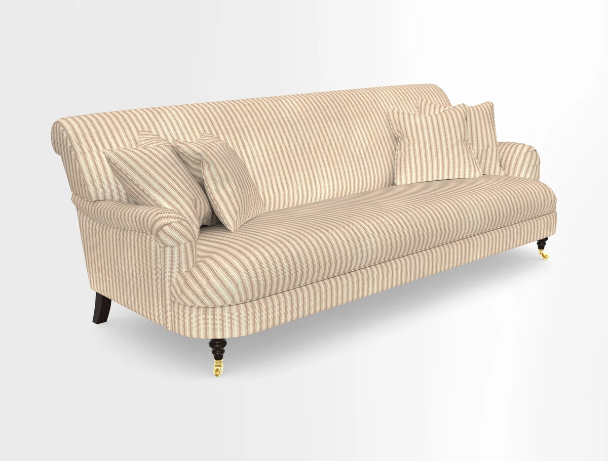 Holmfirth 3 Seater Seater Sofa in RHS Collection on Velvet Pieter van Kouwenhoorn Tulips with scatters in Almost Plain Velvet Maple and Brick