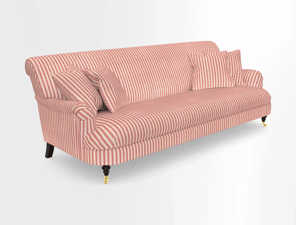 Holmfirth 3 Seater Seater Sofa in RHS Collection on Velvet Pieter van Kouwenhoorn Tulips with scatters in Almost Plain Velvet Maple and Brick