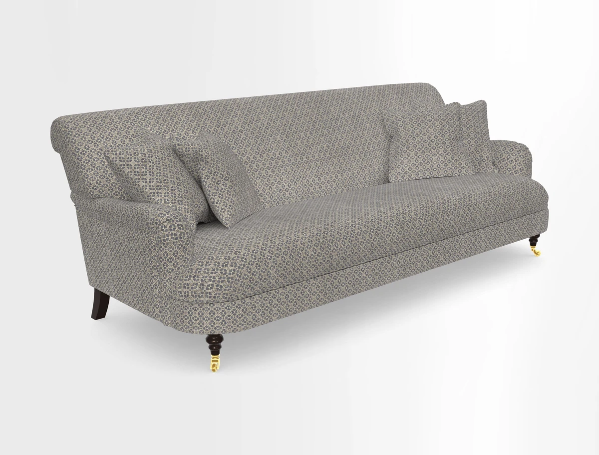 Holmfirth 3 Seater Seater Sofa in RHS Collection on Velvet Pieter van Kouwenhoorn Tulips with scatters in Almost Plain Velvet Maple and Brick