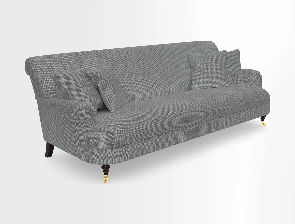 Holmfirth 3 Seater Seater Sofa in RHS Collection on Velvet Pieter van Kouwenhoorn Tulips with scatters in Almost Plain Velvet Maple and Brick