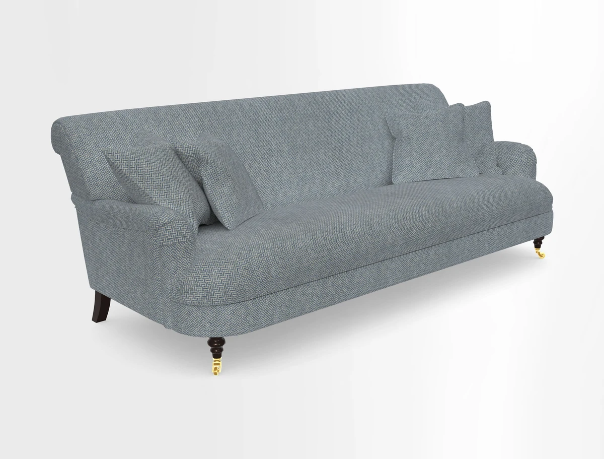 Holmfirth 3 Seater Seater Sofa in RHS Collection on Velvet Pieter van Kouwenhoorn Tulips with scatters in Almost Plain Velvet Maple and Brick