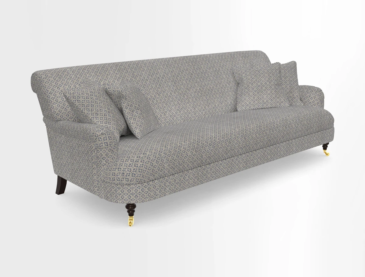 Holmfirth 3 Seater Seater Sofa in RHS Collection on Velvet Pieter van Kouwenhoorn Tulips with scatters in Almost Plain Velvet Maple and Brick