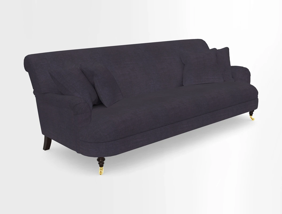 Holmfirth 3 Seater Seater Sofa in RHS Collection on Velvet Pieter van Kouwenhoorn Tulips with scatters in Almost Plain Velvet Maple and Brick