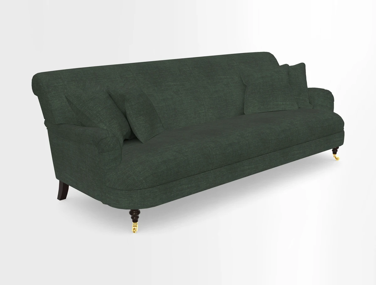 Holmfirth 3 Seater Seater Sofa in RHS Collection on Velvet Pieter van Kouwenhoorn Tulips with scatters in Almost Plain Velvet Maple and Brick