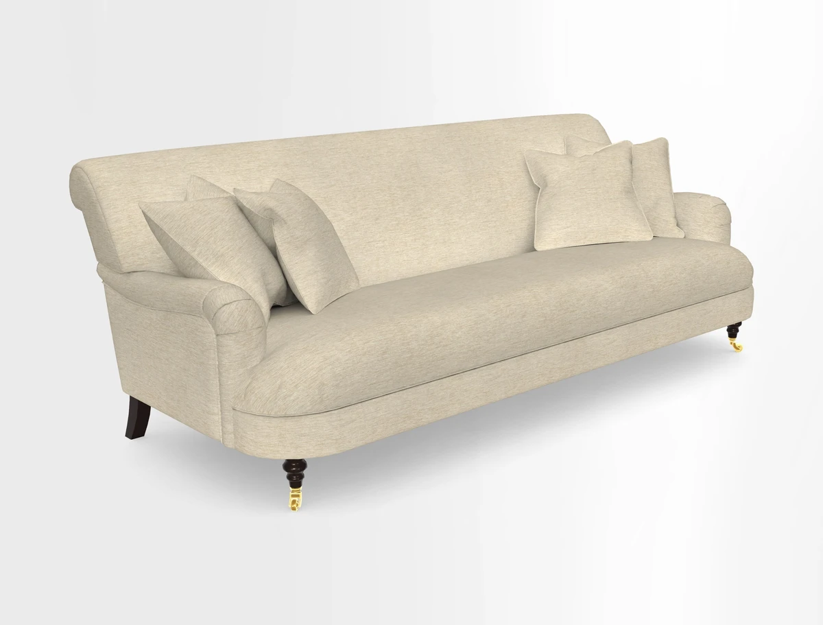 Holmfirth 3 Seater Seater Sofa in RHS Collection on Velvet Pieter van Kouwenhoorn Tulips with scatters in Almost Plain Velvet Maple and Brick