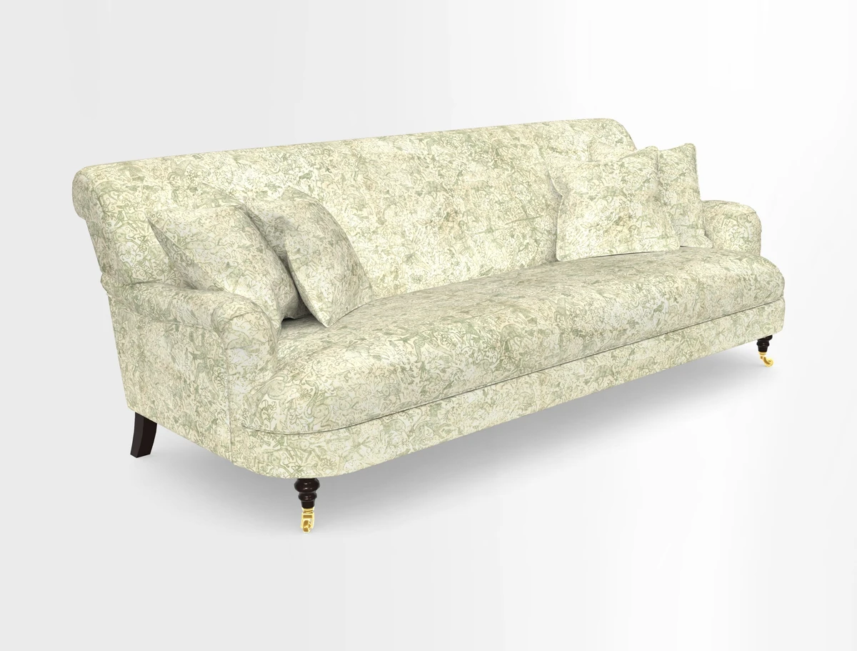 Holmfirth 3 Seater Seater Sofa in RHS Collection on Velvet Pieter van Kouwenhoorn Tulips with scatters in Almost Plain Velvet Maple and Brick