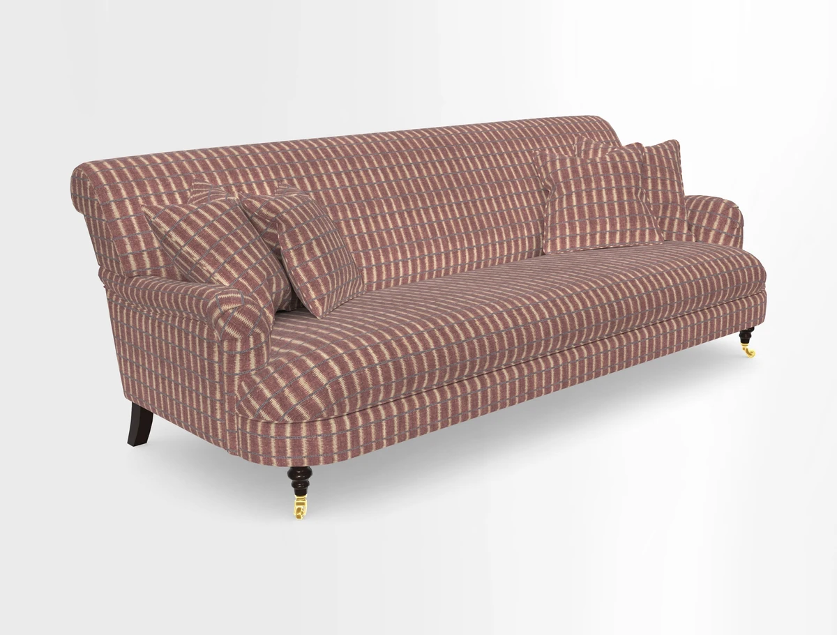 Holmfirth 3 Seater Seater Sofa in RHS Collection on Velvet Pieter van Kouwenhoorn Tulips with scatters in Almost Plain Velvet Maple and Brick