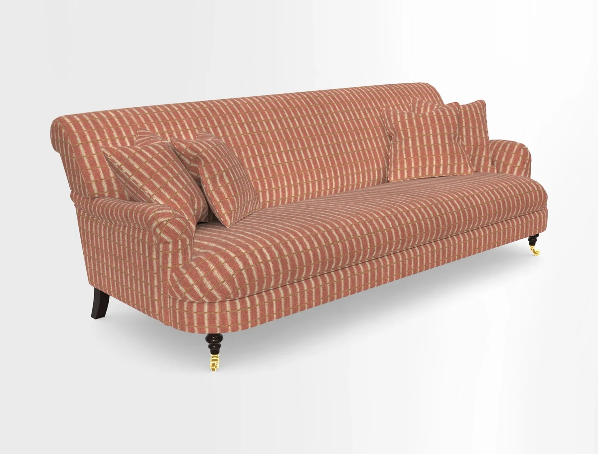 Holmfirth 3 Seater Seater Sofa in RHS Collection on Velvet Pieter van Kouwenhoorn Tulips with scatters in Almost Plain Velvet Maple and Brick