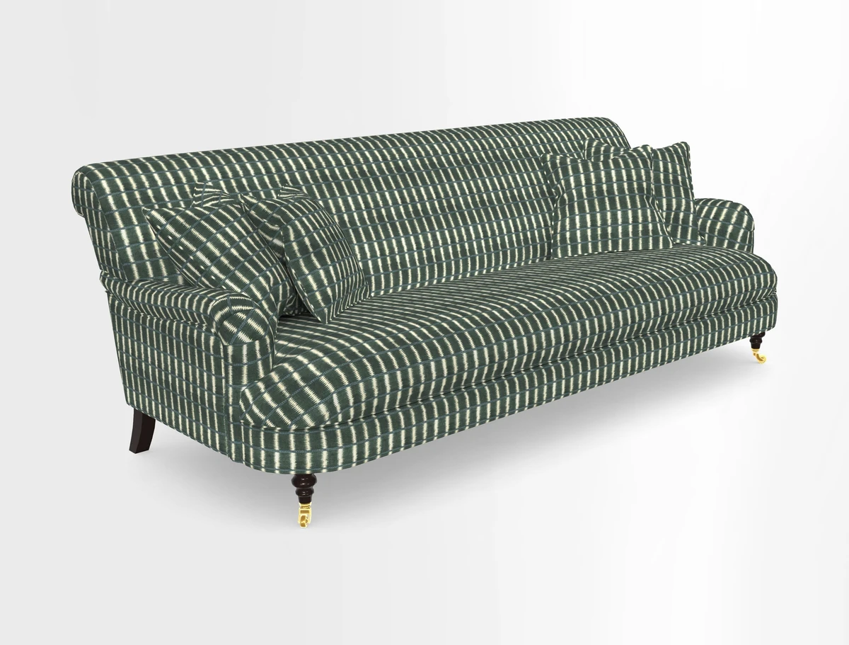 Holmfirth 3 Seater Seater Sofa in RHS Collection on Velvet Pieter van Kouwenhoorn Tulips with scatters in Almost Plain Velvet Maple and Brick