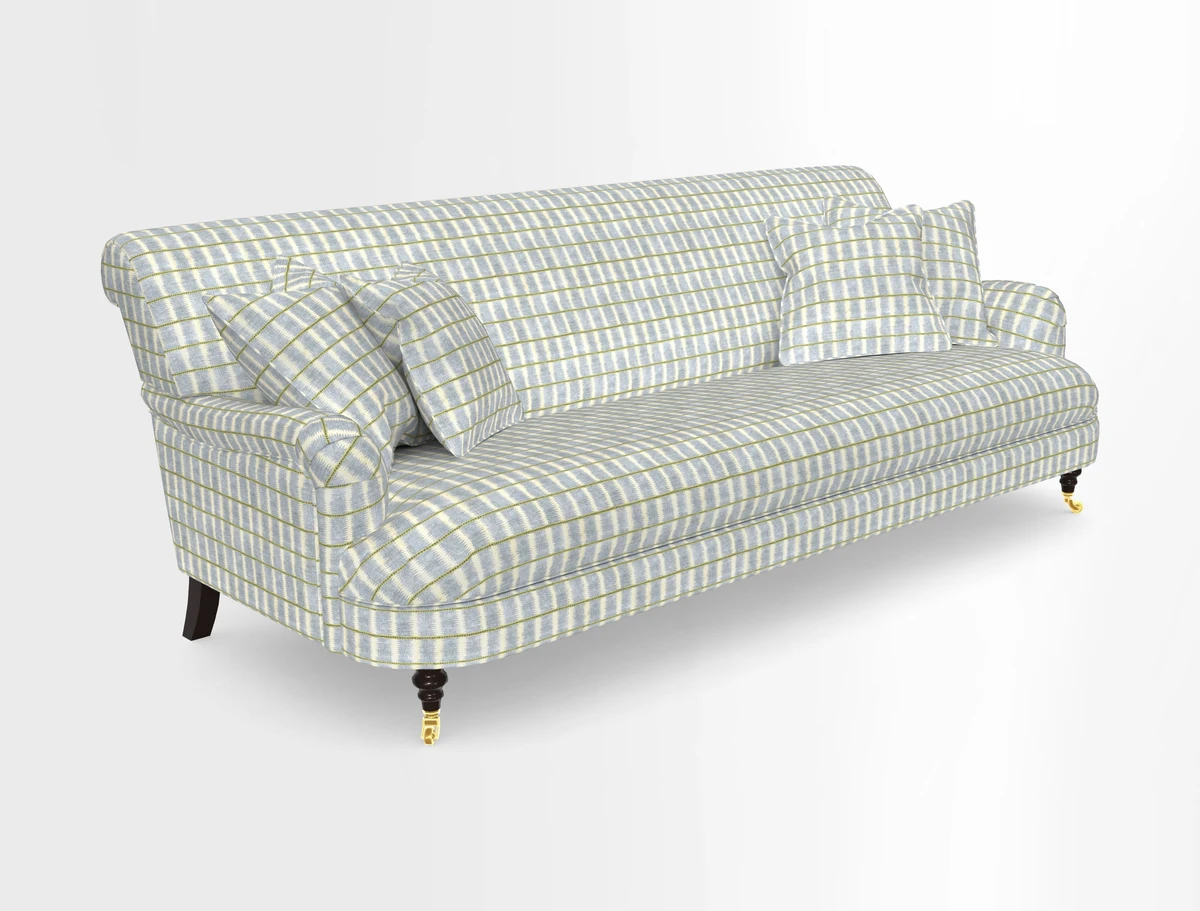 Holmfirth 3 Seater Seater Sofa in RHS Collection on Velvet Pieter van Kouwenhoorn Tulips with scatters in Almost Plain Velvet Maple and Brick