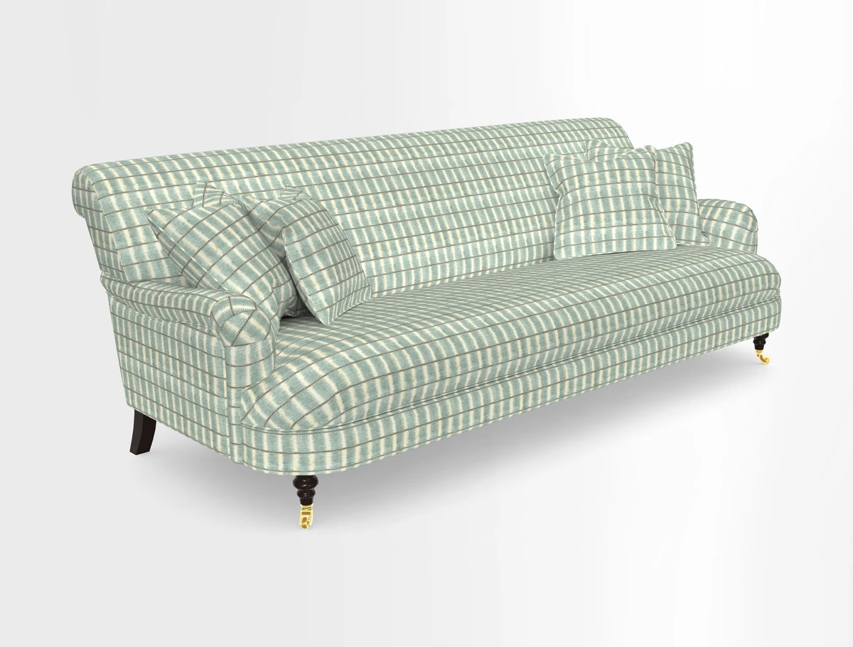 Holmfirth 3 Seater Seater Sofa in RHS Collection on Velvet Pieter van Kouwenhoorn Tulips with scatters in Almost Plain Velvet Maple and Brick