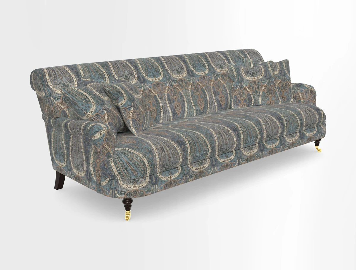 Holmfirth 3 Seater Seater Sofa in RHS Collection on Velvet Pieter van Kouwenhoorn Tulips with scatters in Almost Plain Velvet Maple and Brick