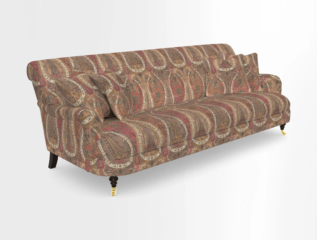 Holmfirth 3 Seater Seater Sofa in RHS Collection on Velvet Pieter van Kouwenhoorn Tulips with scatters in Almost Plain Velvet Maple and Brick
