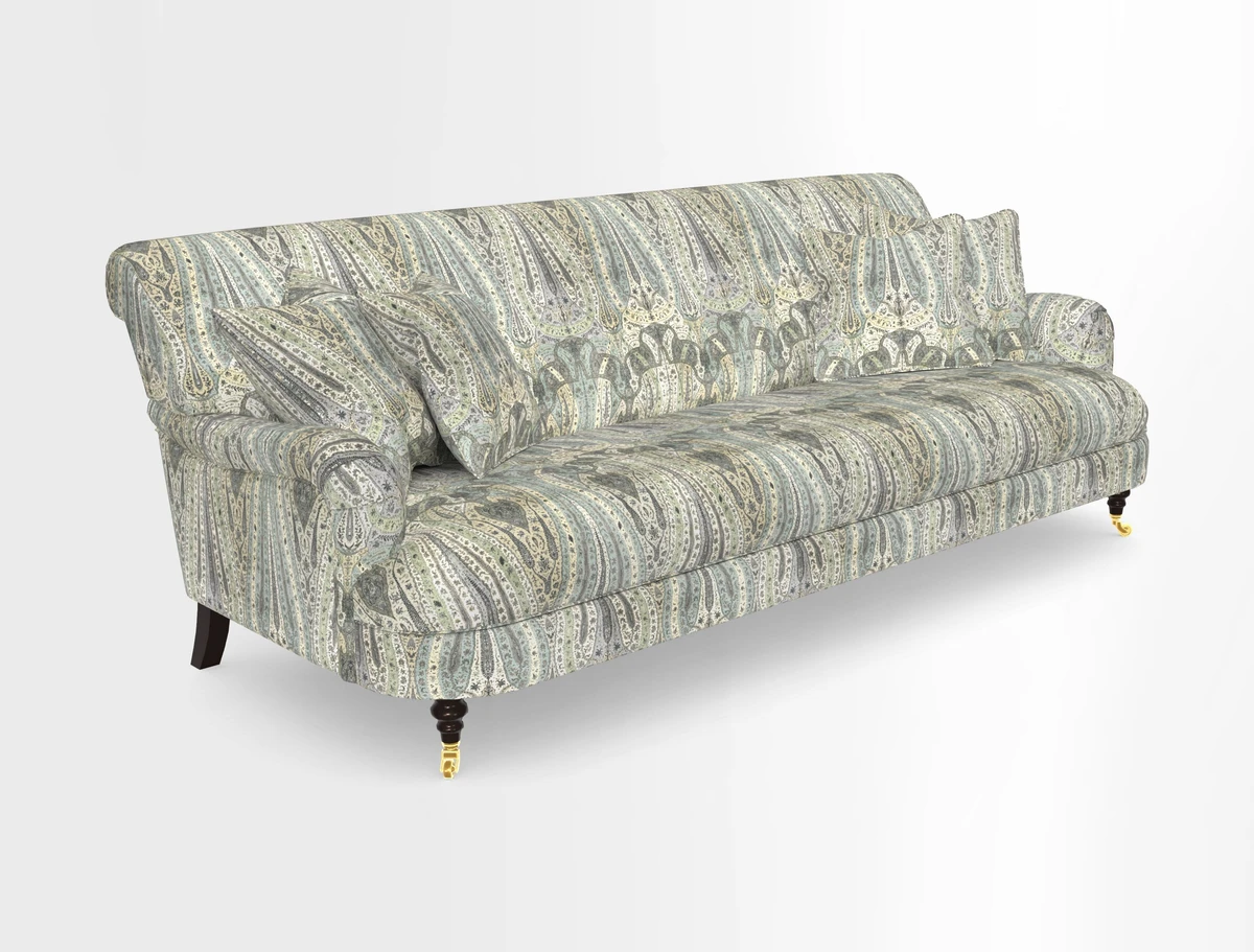 Holmfirth 3 Seater Seater Sofa in RHS Collection on Velvet Pieter van Kouwenhoorn Tulips with scatters in Almost Plain Velvet Maple and Brick