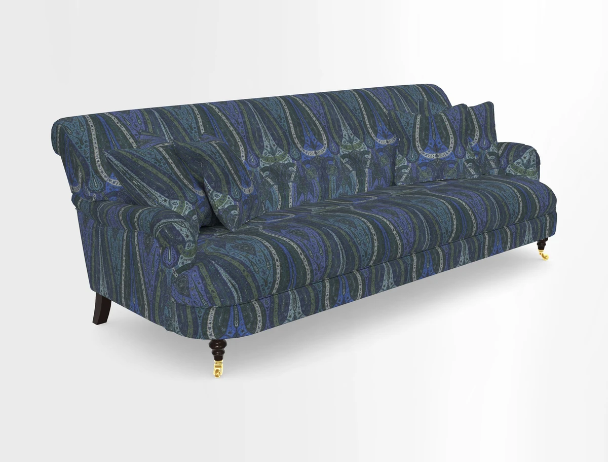 Holmfirth 3 Seater Seater Sofa in RHS Collection on Velvet Pieter van Kouwenhoorn Tulips with scatters in Almost Plain Velvet Maple and Brick