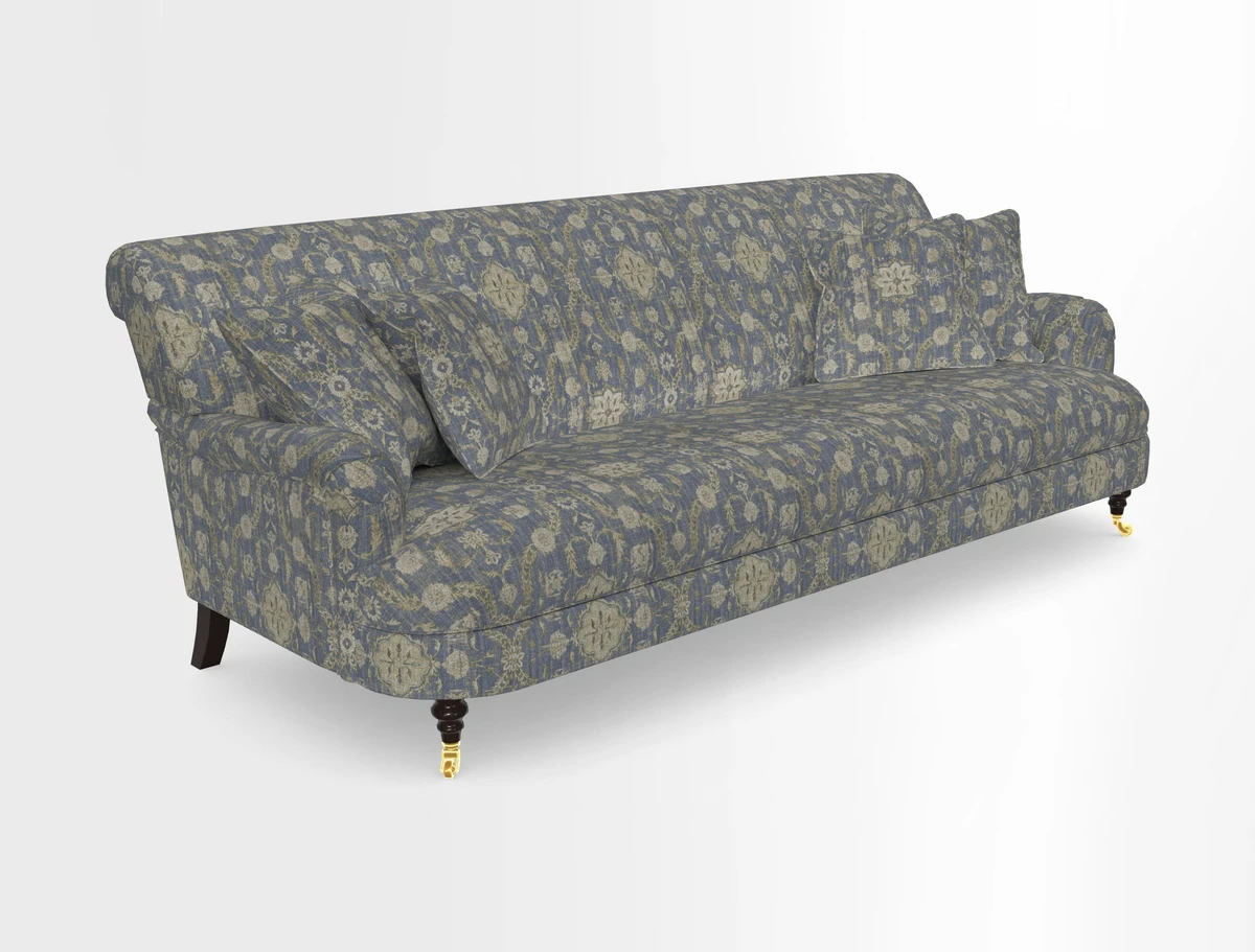 Holmfirth 3 Seater Seater Sofa in RHS Collection on Velvet Pieter van Kouwenhoorn Tulips with scatters in Almost Plain Velvet Maple and Brick