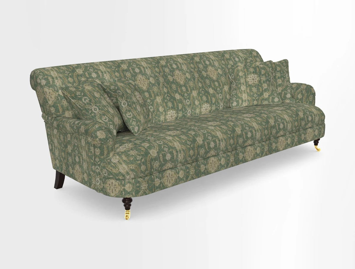 Holmfirth 3 Seater Seater Sofa in RHS Collection on Velvet Pieter van Kouwenhoorn Tulips with scatters in Almost Plain Velvet Maple and Brick