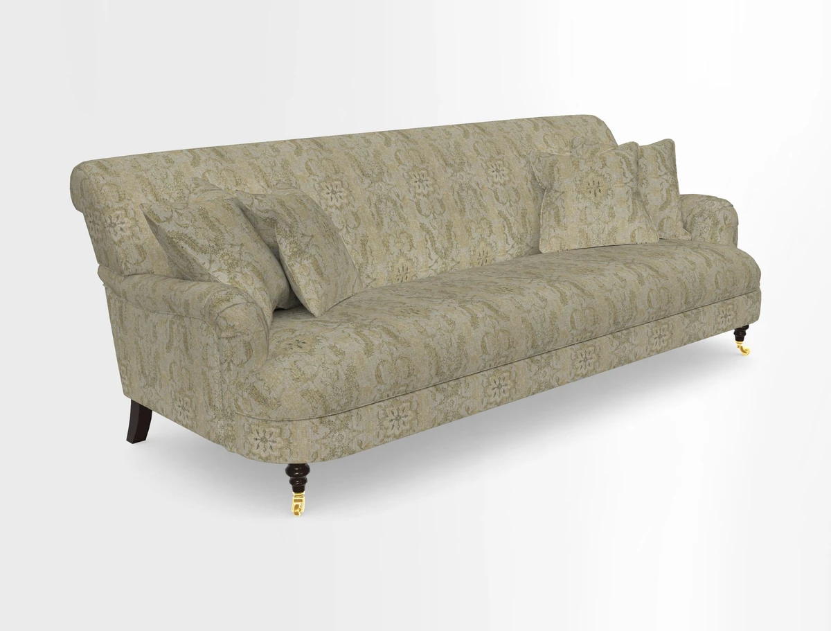 Holmfirth 3 Seater Seater Sofa in RHS Collection on Velvet Pieter van Kouwenhoorn Tulips with scatters in Almost Plain Velvet Maple and Brick