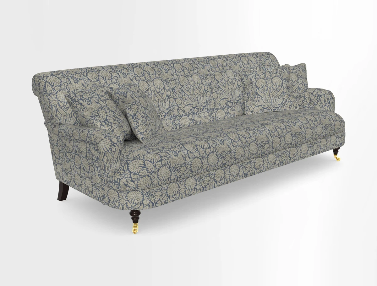 Holmfirth 3 Seater Seater Sofa in RHS Collection on Velvet Pieter van Kouwenhoorn Tulips with scatters in Almost Plain Velvet Maple and Brick