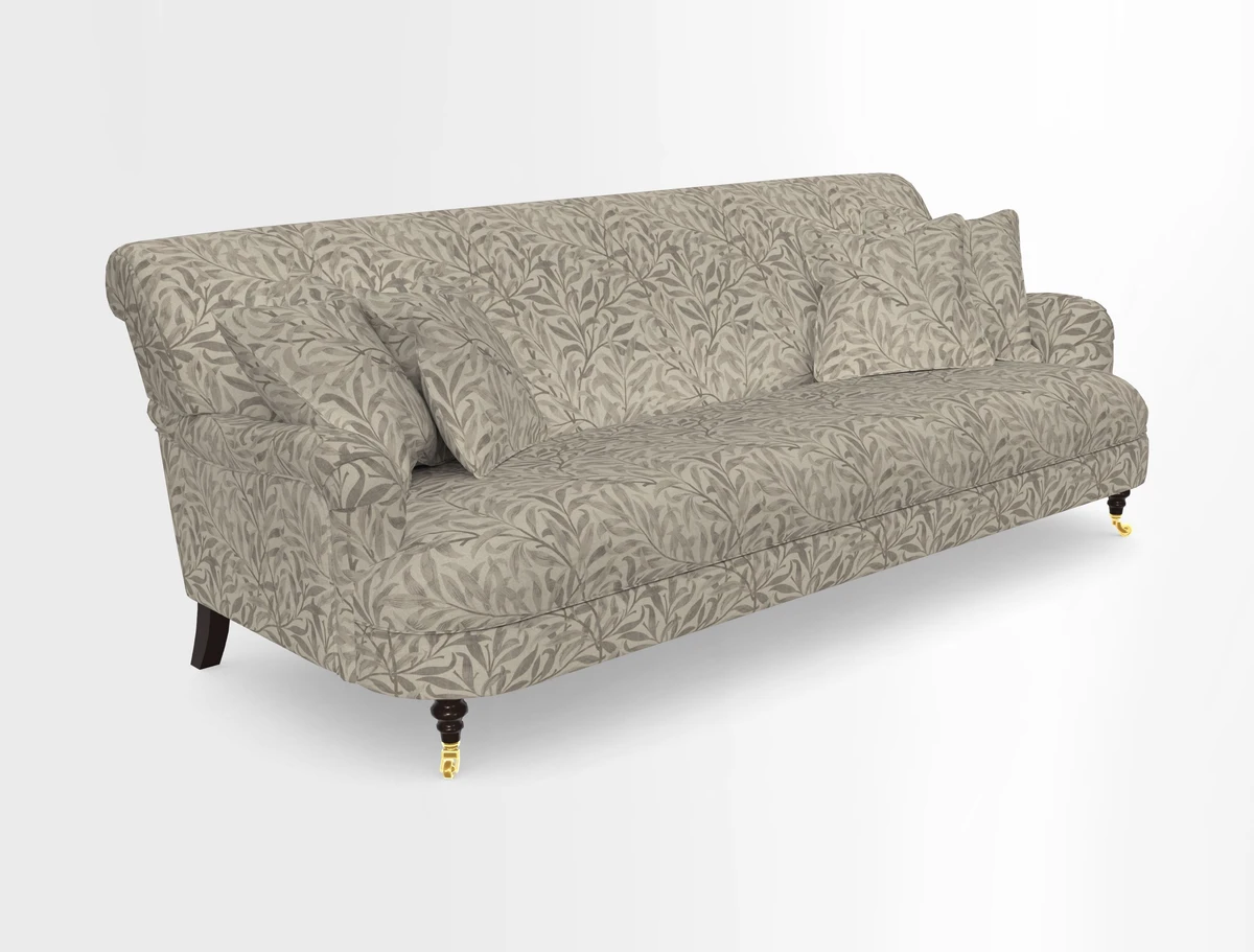 Holmfirth 3 Seater Seater Sofa in RHS Collection on Velvet Pieter van Kouwenhoorn Tulips with scatters in Almost Plain Velvet Maple and Brick