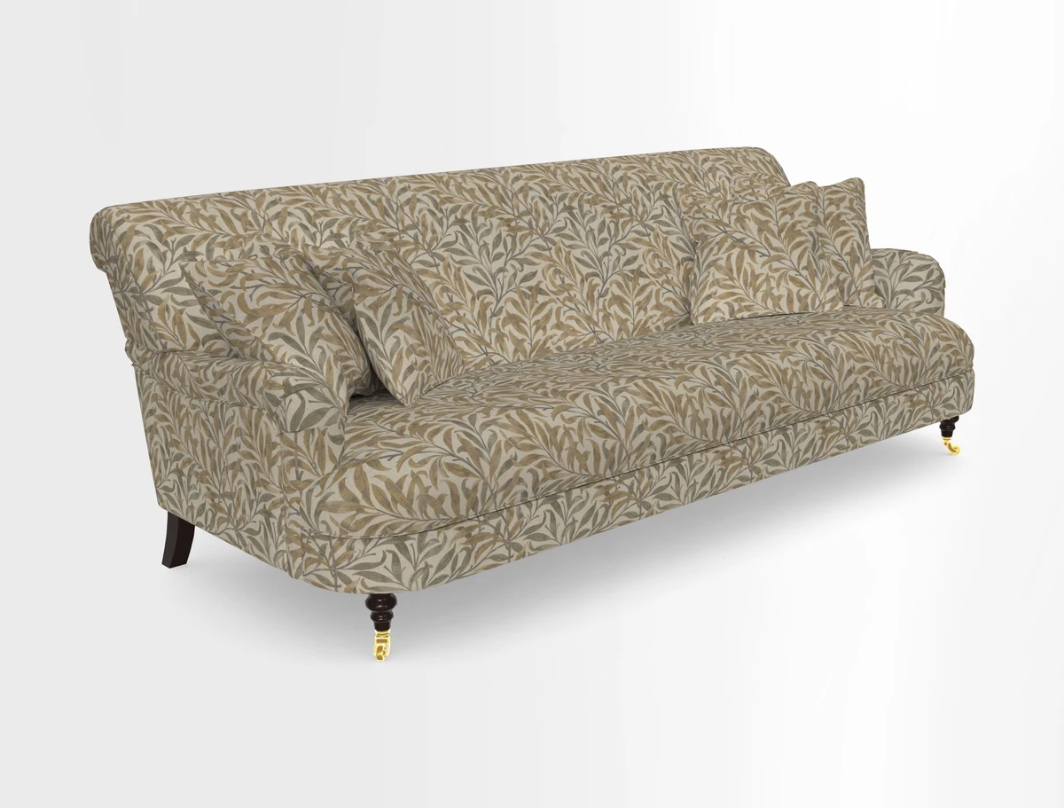 Holmfirth 3 Seater Seater Sofa in RHS Collection on Velvet Pieter van Kouwenhoorn Tulips with scatters in Almost Plain Velvet Maple and Brick