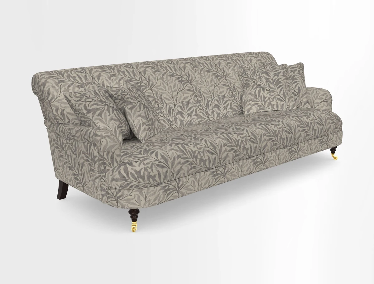 Holmfirth 3 Seater Seater Sofa in RHS Collection on Velvet Pieter van Kouwenhoorn Tulips with scatters in Almost Plain Velvet Maple and Brick