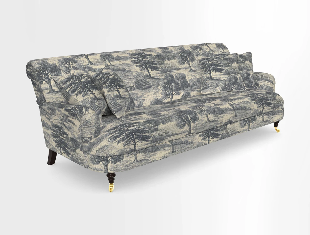 Holmfirth 3 Seater Seater Sofa in RHS Collection on Velvet Pieter van Kouwenhoorn Tulips with scatters in Almost Plain Velvet Maple and Brick