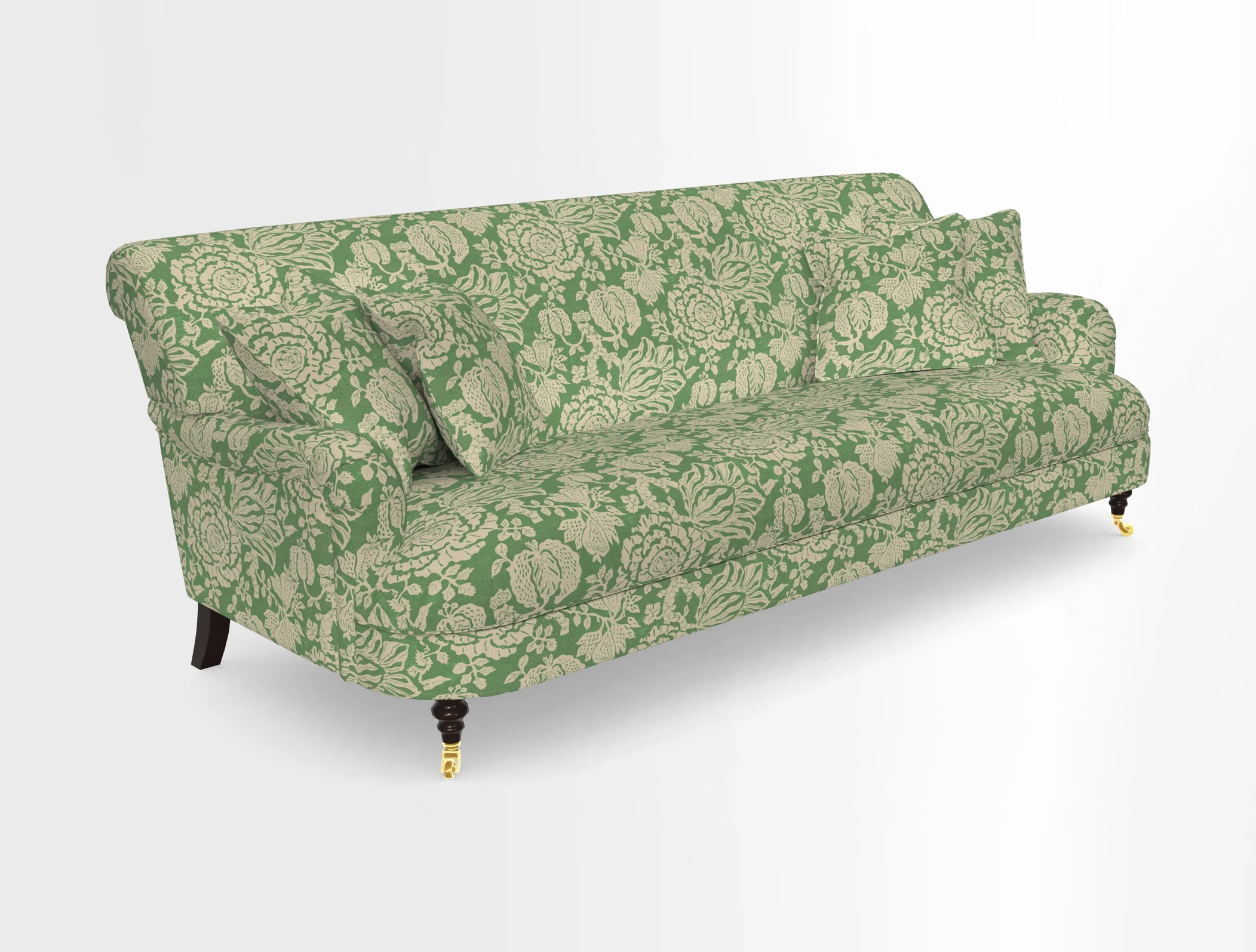 Holmfirth 3 Seater Seater Sofa in RHS Collection on Velvet Pieter van Kouwenhoorn Tulips with scatters in Almost Plain Velvet Maple and Brick