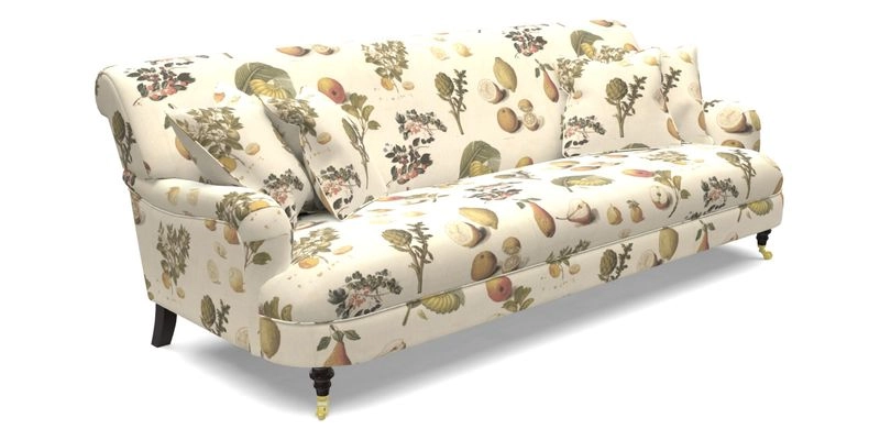 Holmfirth 3 Seater Seater Sofa in RHS Collection on Velvet Pieter van Kouwenhoorn Tulips with scatters in Almost Plain Velvet Maple and Brick