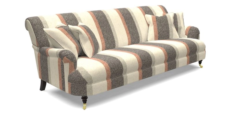 Holmfirth 3 Seater Seater Sofa in RHS Collection on Velvet Pieter van Kouwenhoorn Tulips with scatters in Almost Plain Velvet Maple and Brick