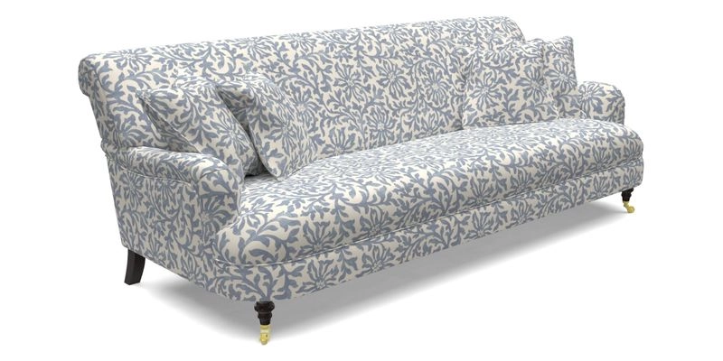 Holmfirth 3 Seater Seater Sofa in RHS Collection on Velvet Pieter van Kouwenhoorn Tulips with scatters in Almost Plain Velvet Maple and Brick