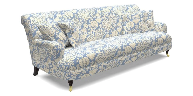 Holmfirth 3 Seater Seater Sofa in RHS Collection on Velvet Pieter van Kouwenhoorn Tulips with scatters in Almost Plain Velvet Maple and Brick