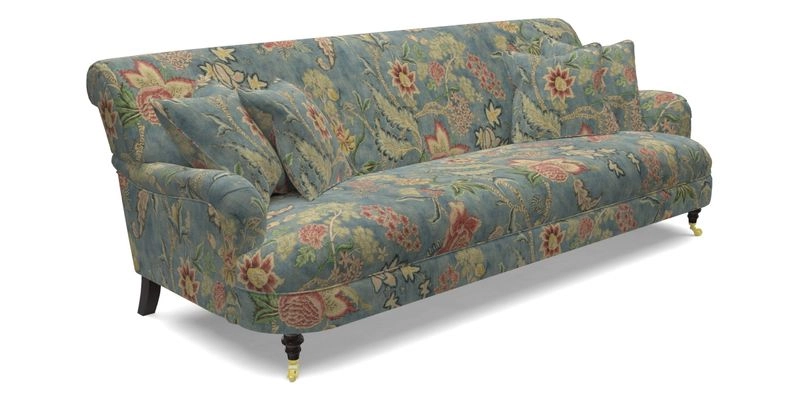 Holmfirth 3 Seater Seater Sofa in RHS Collection on Velvet Pieter van Kouwenhoorn Tulips with scatters in Almost Plain Velvet Maple and Brick