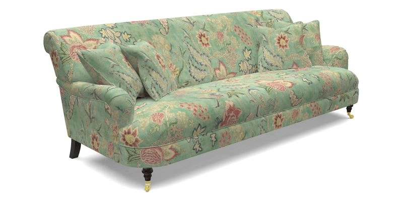 Holmfirth 3 Seater Seater Sofa in RHS Collection on Velvet Pieter van Kouwenhoorn Tulips with scatters in Almost Plain Velvet Maple and Brick