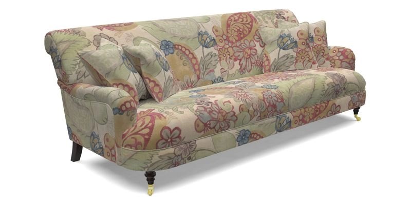 Holmfirth 3 Seater Seater Sofa in RHS Collection on Velvet Pieter van Kouwenhoorn Tulips with scatters in Almost Plain Velvet Maple and Brick