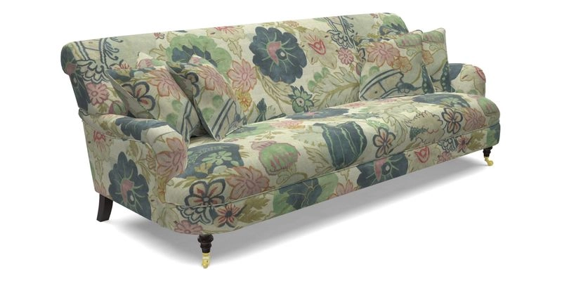 Holmfirth 3 Seater Seater Sofa in RHS Collection on Velvet Pieter van Kouwenhoorn Tulips with scatters in Almost Plain Velvet Maple and Brick