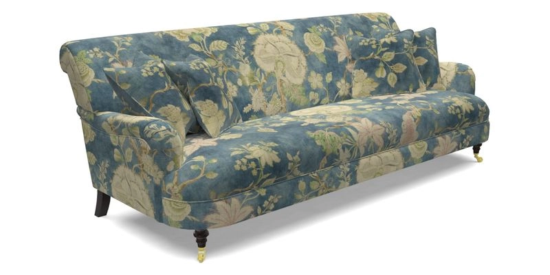 Holmfirth 3 Seater Seater Sofa in RHS Collection on Velvet Pieter van Kouwenhoorn Tulips with scatters in Almost Plain Velvet Maple and Brick