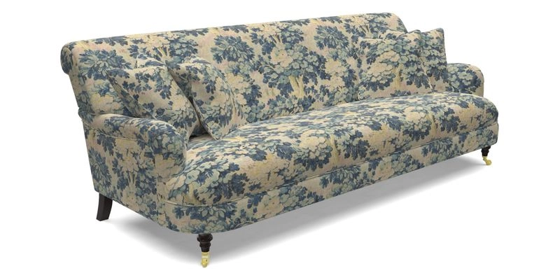 Holmfirth 3 Seater Seater Sofa in RHS Collection on Velvet Pieter van Kouwenhoorn Tulips with scatters in Almost Plain Velvet Maple and Brick