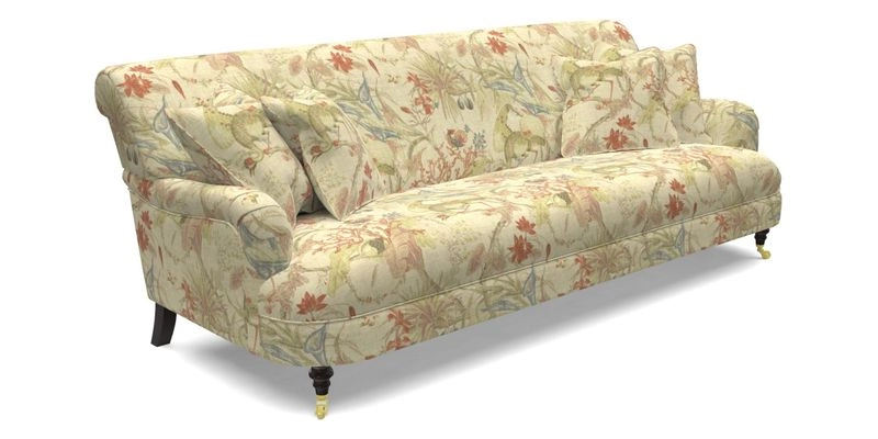 Holmfirth 3 Seater Seater Sofa in RHS Collection on Velvet Pieter van Kouwenhoorn Tulips with scatters in Almost Plain Velvet Maple and Brick