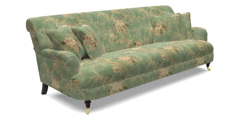 Holmfirth 3 Seater Seater Sofa in RHS Collection on Velvet Pieter van Kouwenhoorn Tulips with scatters in Almost Plain Velvet Maple and Brick